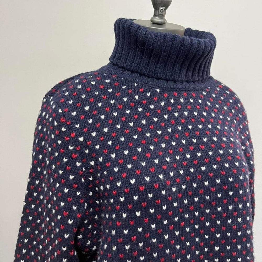 Navy red and white  L.L.Bean wool blend turtleneck sweater